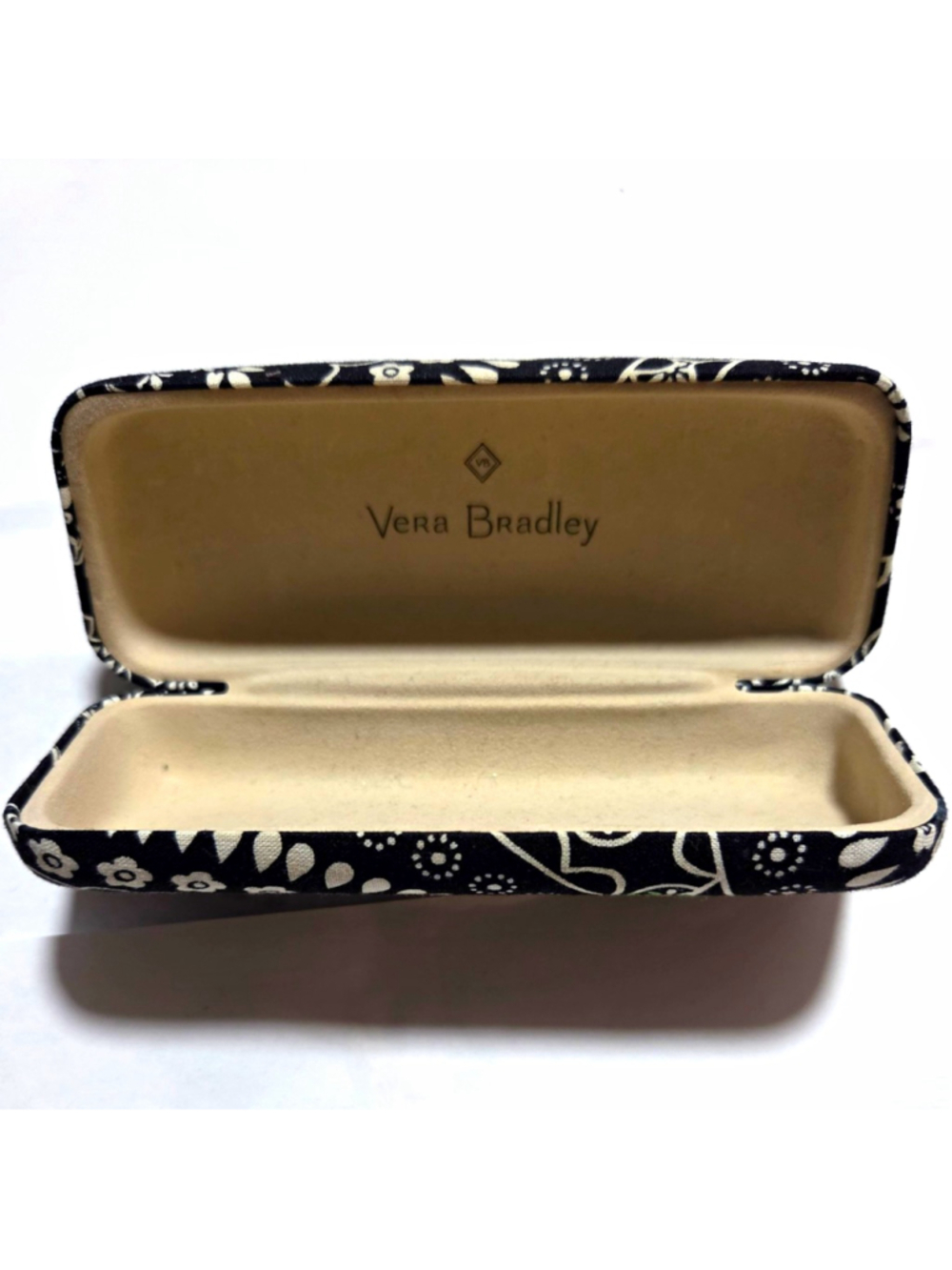 Vera Bradley Hard Clamshell Eyeglass Sunglasses Case Black White Floral